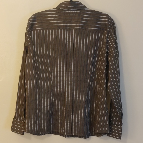 New York & Co Women's Brown Striped Shirt - Picture 2 of 4